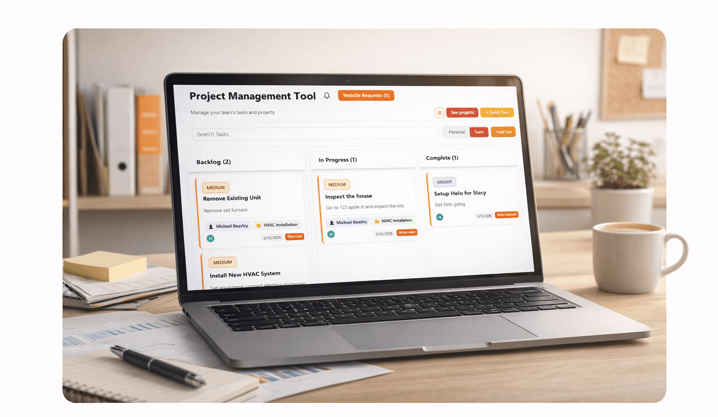 Hélo Dashboard showing CRM features